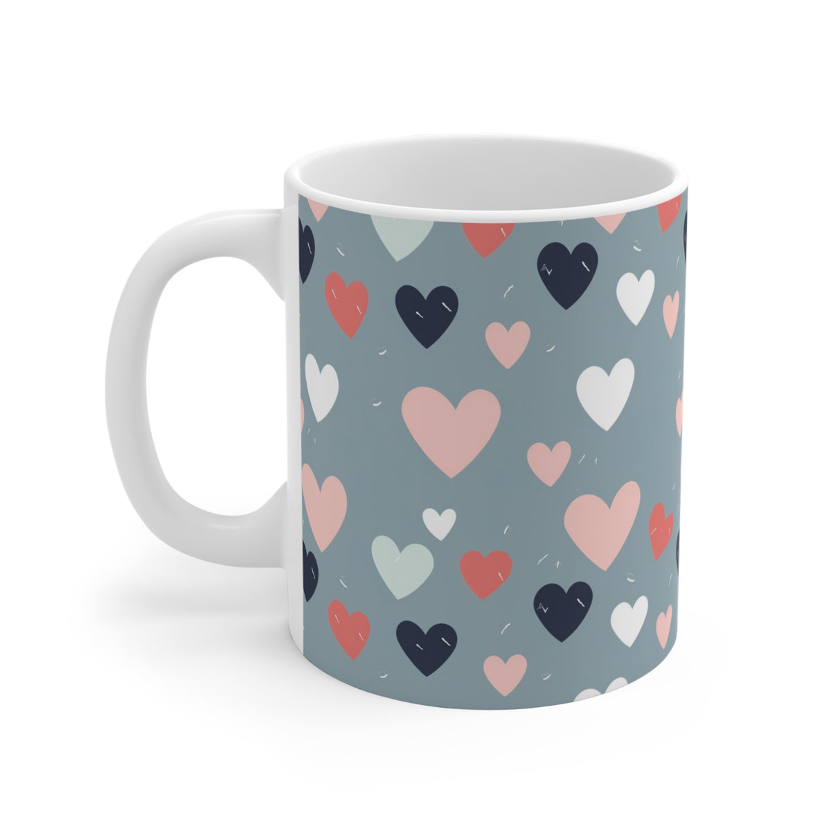 Colorful Heart Design Coffee Mug - Endless Love Pattern Ceramic Cup 828