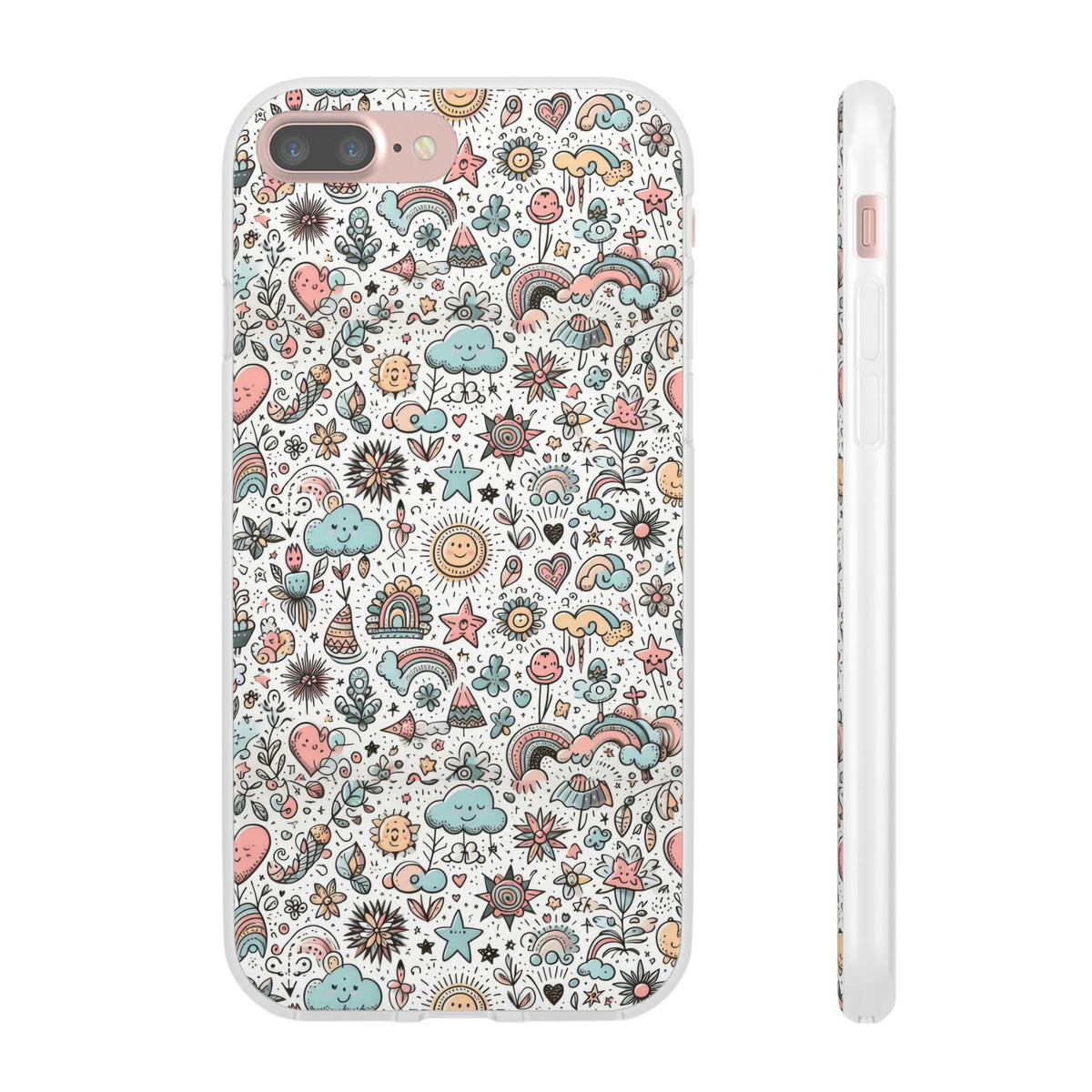 Pastel Doodle Pattern Phone Case – A Playful Touch of Elegance