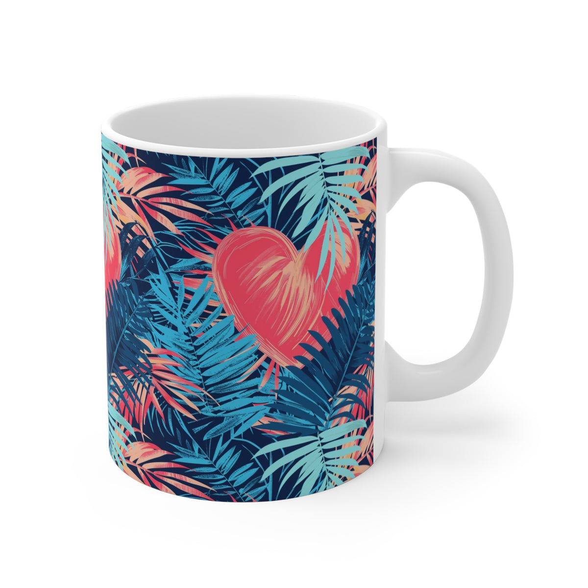 Colorful Heart Design Coffee Mug - Endless Love Pattern Ceramic Cup 832