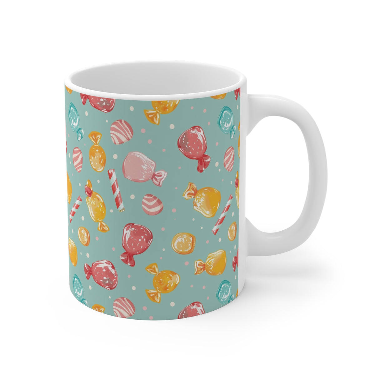 Colorful All-Over Candy Theme Coffee Mug Fun Ceramic Drinkware 249