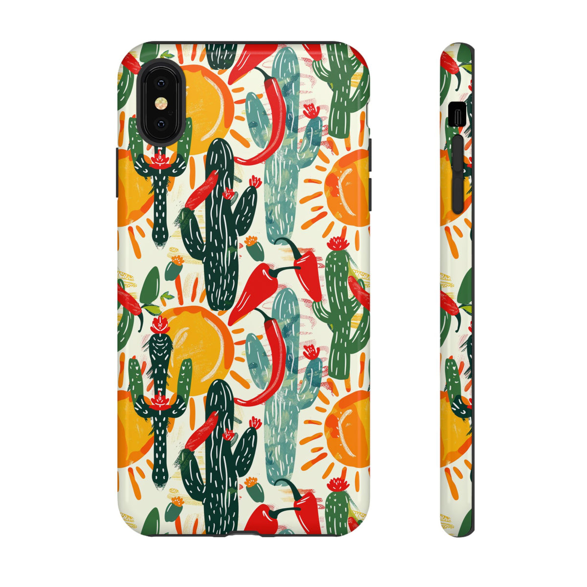 Cactuses, Peppers & Sun Pattern Phone Case – Vibrant Summer Design for Stylish Protection 2