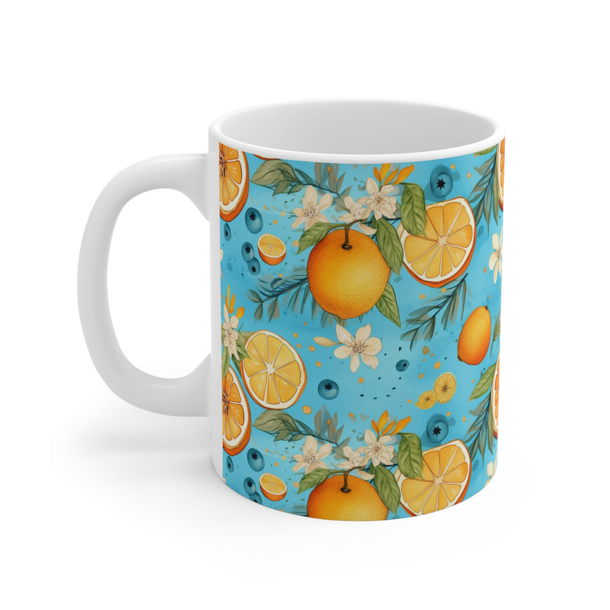 Vibrant Infinite Fruit Pattern Coffee Mug - Unique Ceramic Drinkware 823