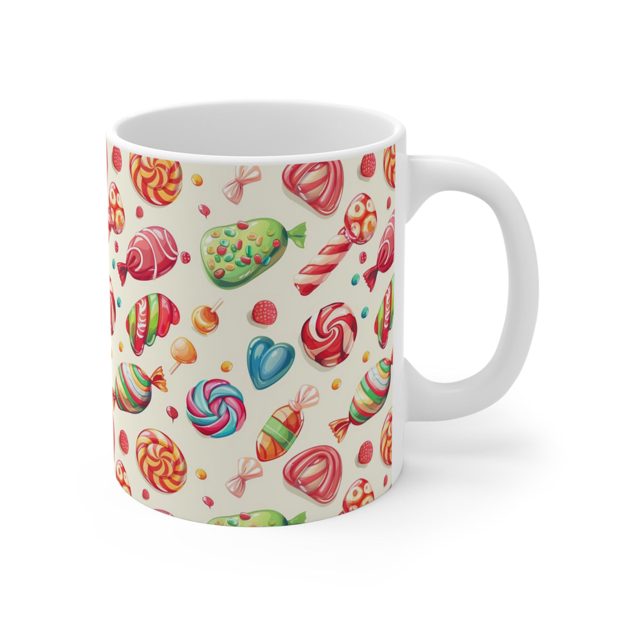 Colorful All-Over Candy Theme Coffee Mug Fun Ceramic Drinkware 372