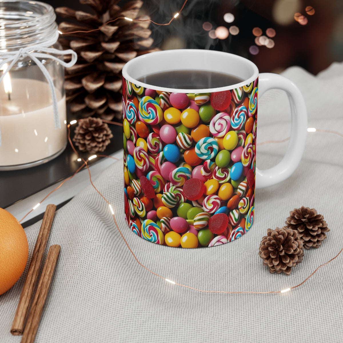 Colorful All-Over Candy Theme Coffee Mug Fun Ceramic Drinkware 384