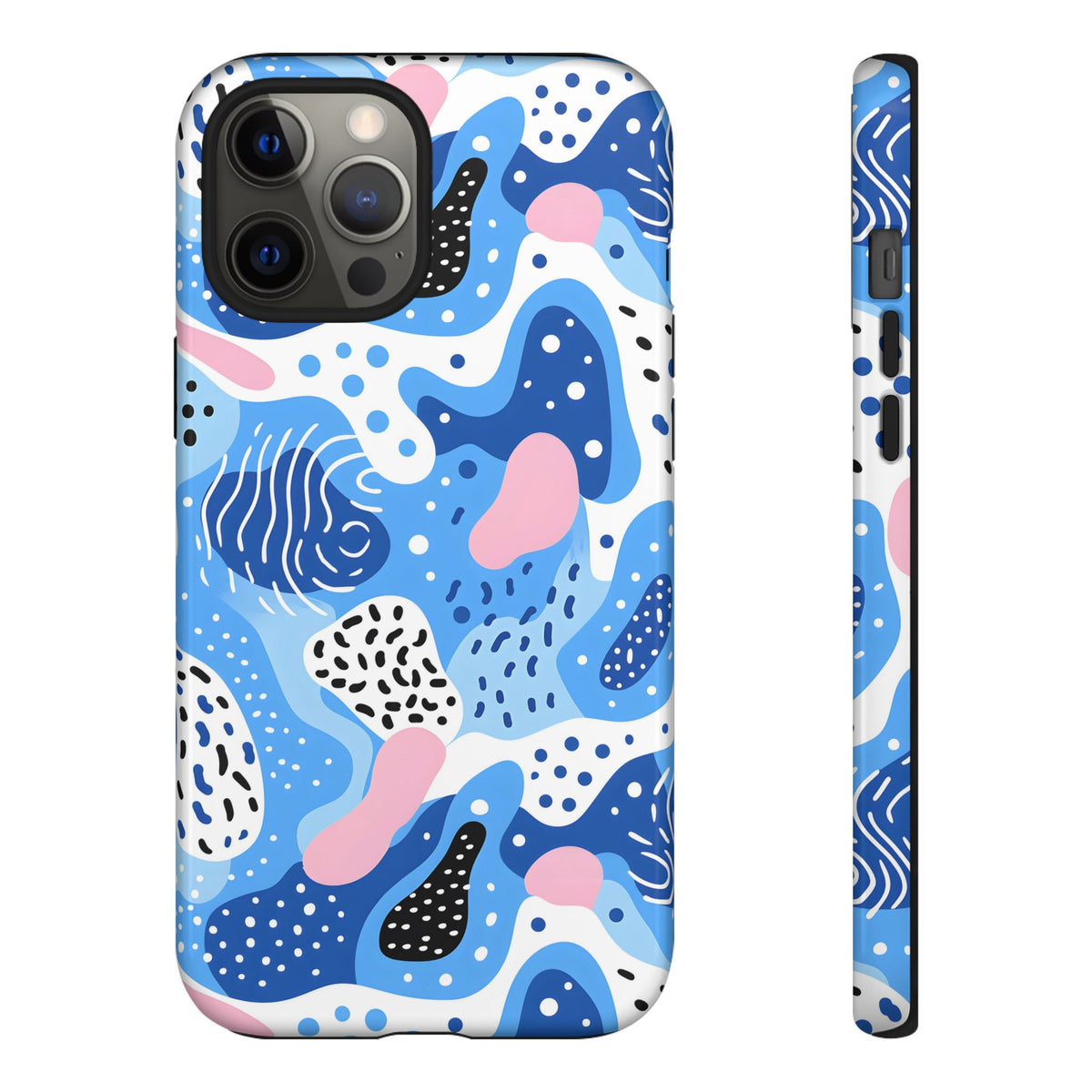 Abstract Baby Blue Memphis Design Phone Case – Sleek and Contemporary Artistry