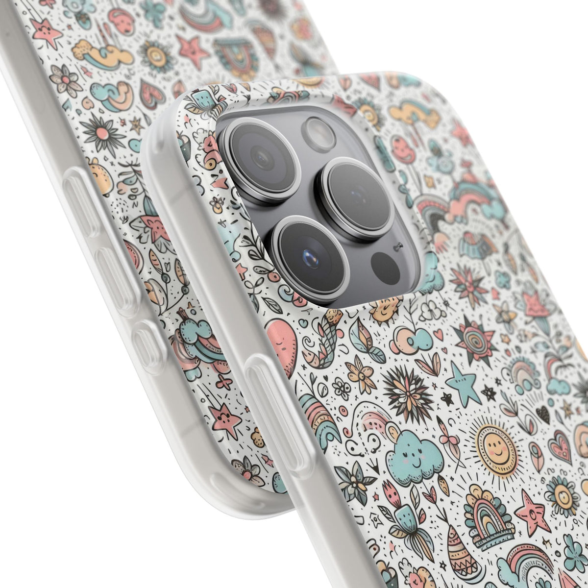 Pastel Doodle Pattern Phone Case – A Playful Touch of Elegance