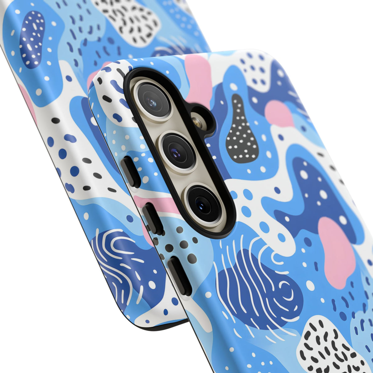 Abstract Baby Blue Memphis Design Phone Case – Sleek and Contemporary Artistry