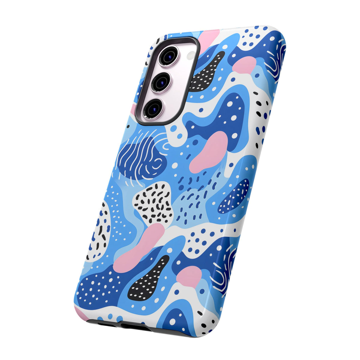 Abstract Baby Blue Memphis Design Phone Case – Sleek and Contemporary Artistry