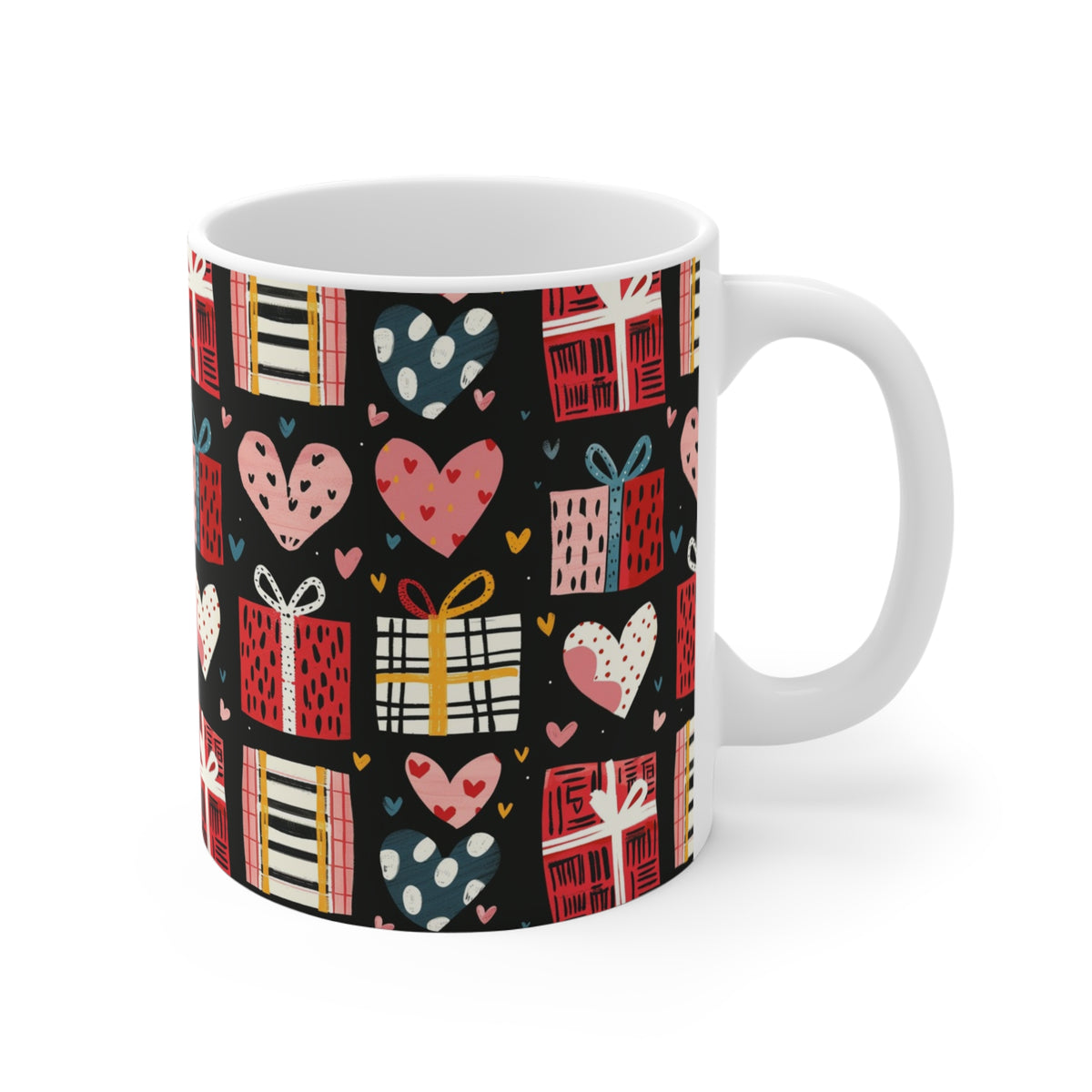 Colorful Heart Design Coffee Mug - Endless Love Pattern Ceramic Cup 466