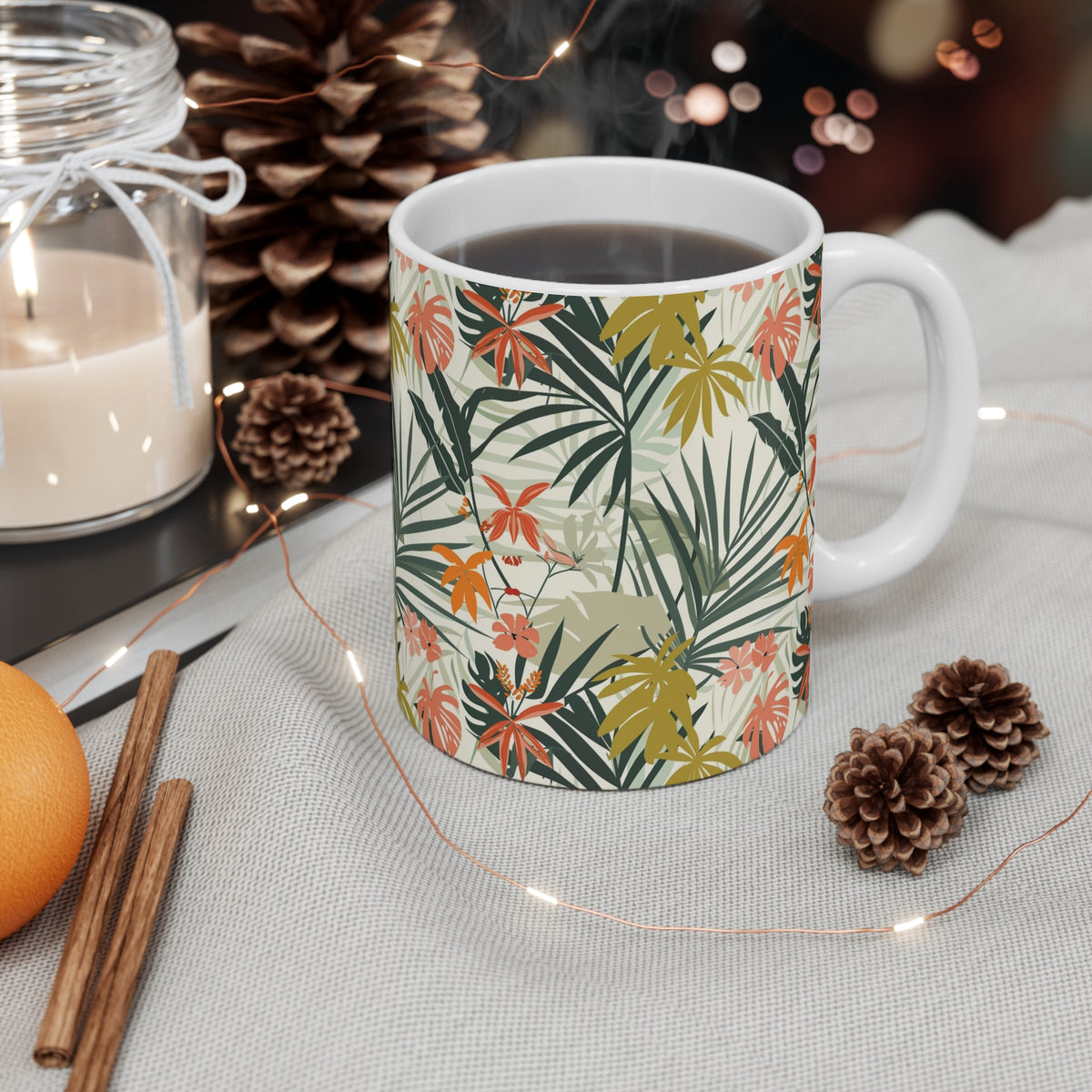 Endless Forest Pattern Coffee Mug - Nature-Inspired Ceramic Drinkware 013