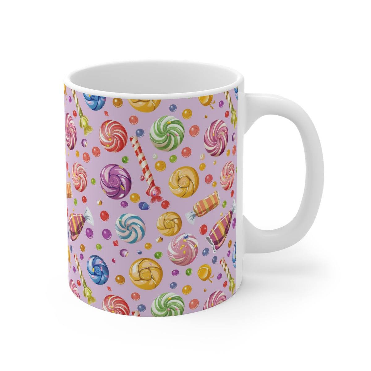 Colorful All-Over Candy Theme Coffee Mug Fun Ceramic Drinkware 485