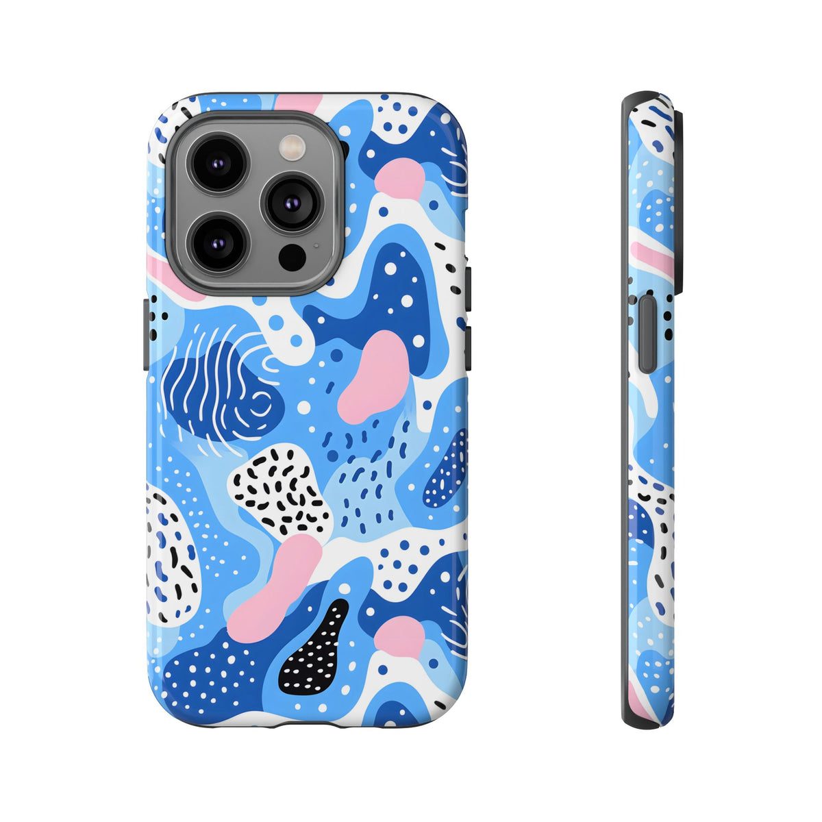 Abstract Baby Blue Memphis Design Phone Case – Sleek and Contemporary Artistry