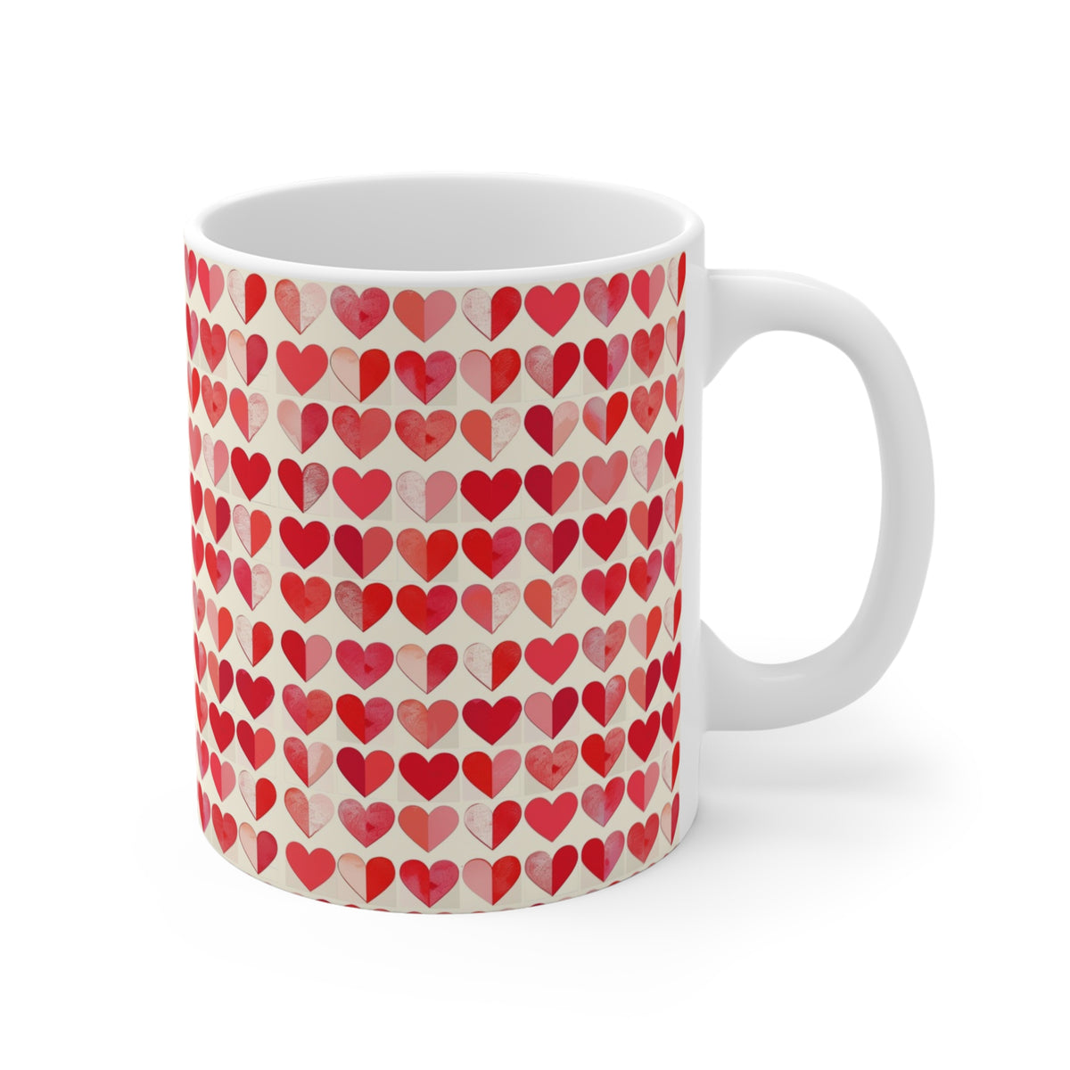 Colorful Heart Design Coffee Mug - Endless Love Pattern Ceramic Cup 997