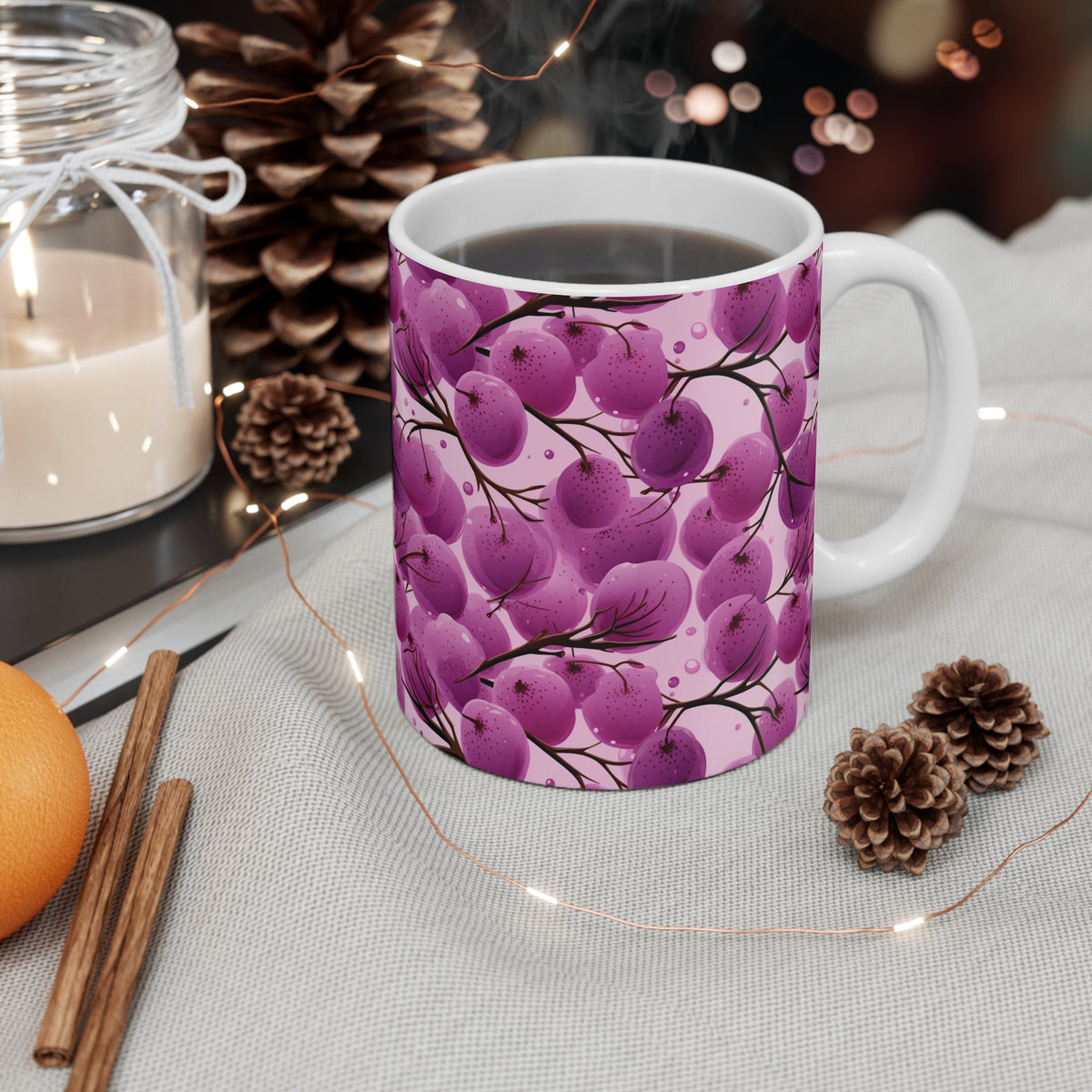 Vibrant Infinite Fruit Pattern Coffee Mug - Unique Ceramic Drinkware 896
