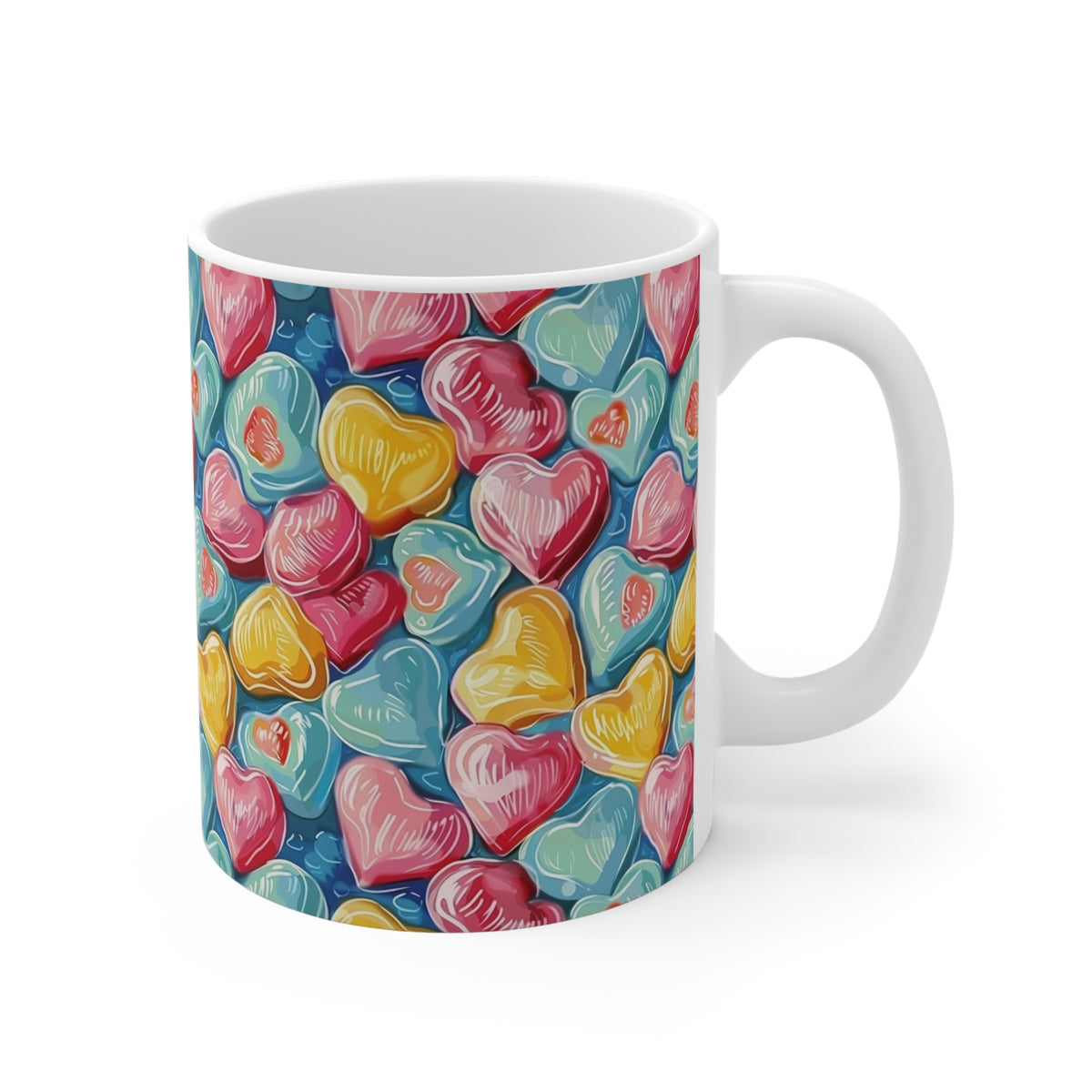 Colorful All-Over Candy Theme Coffee Mug Fun Ceramic Drinkware 182