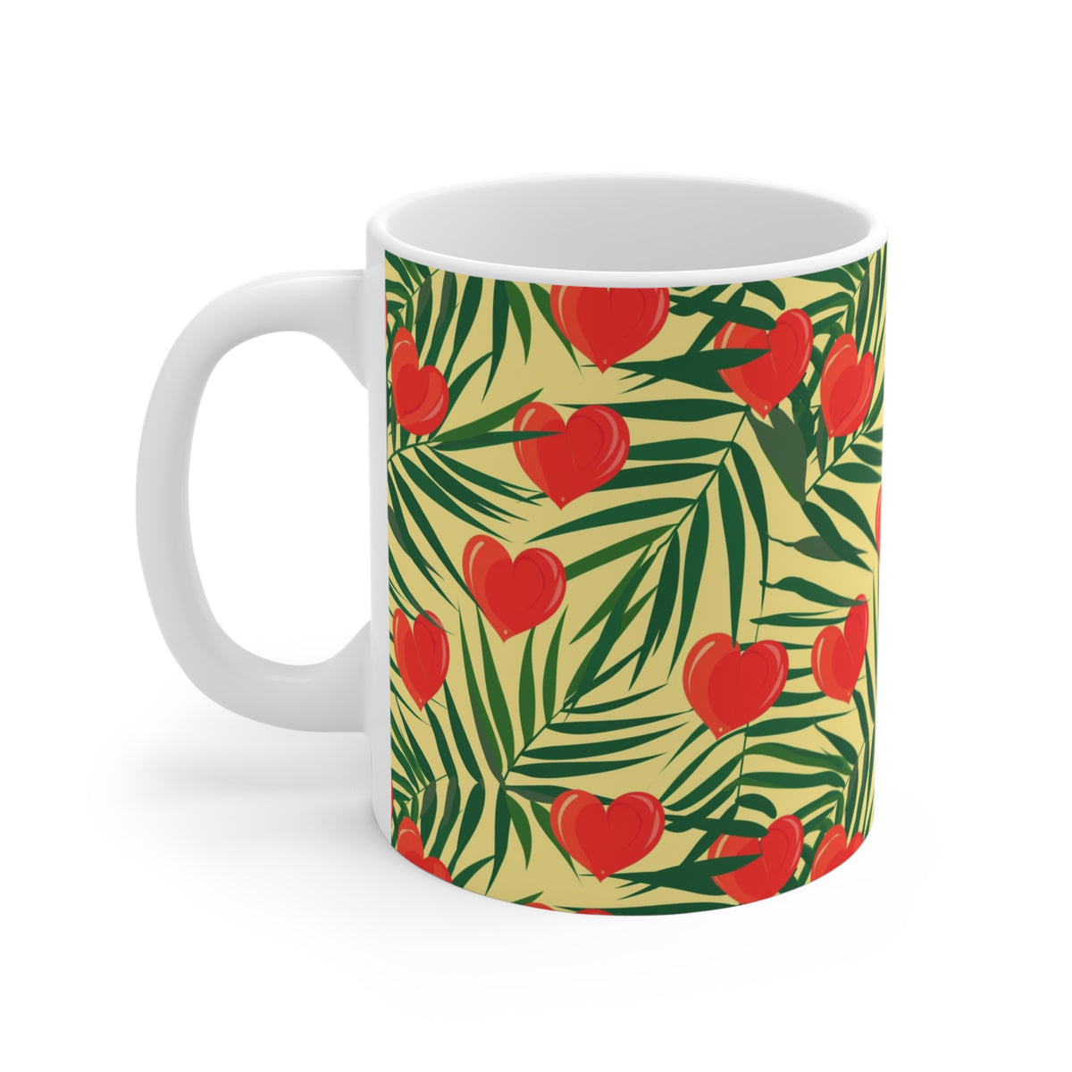 Colorful Heart Design Coffee Mug - Endless Love Pattern Ceramic Cup 125