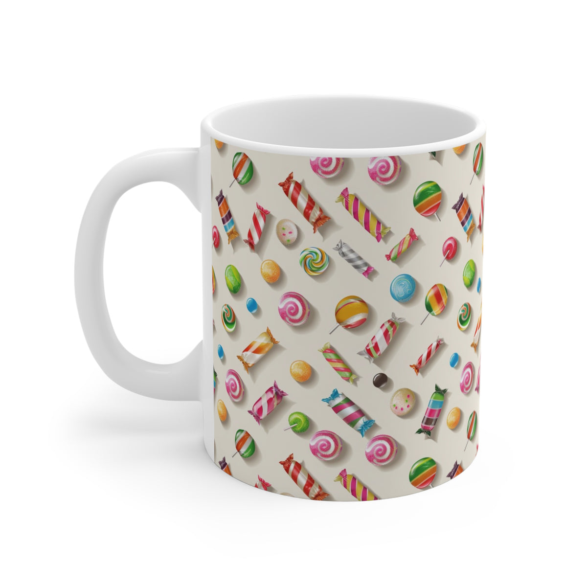 Colorful All-Over Candy Theme Coffee Mug Fun Ceramic Drinkware 419