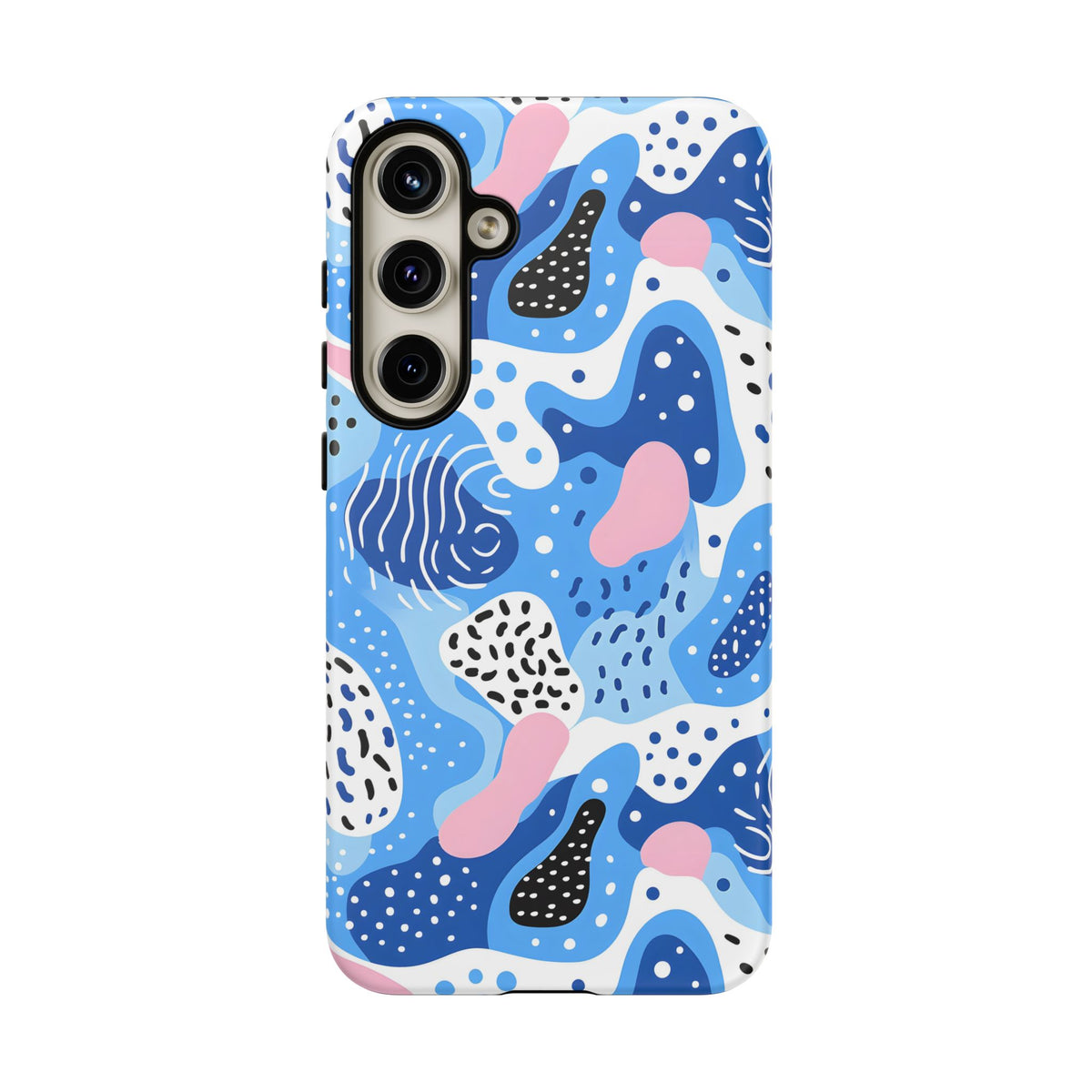 Abstract Baby Blue Memphis Design Phone Case – Sleek and Contemporary Artistry