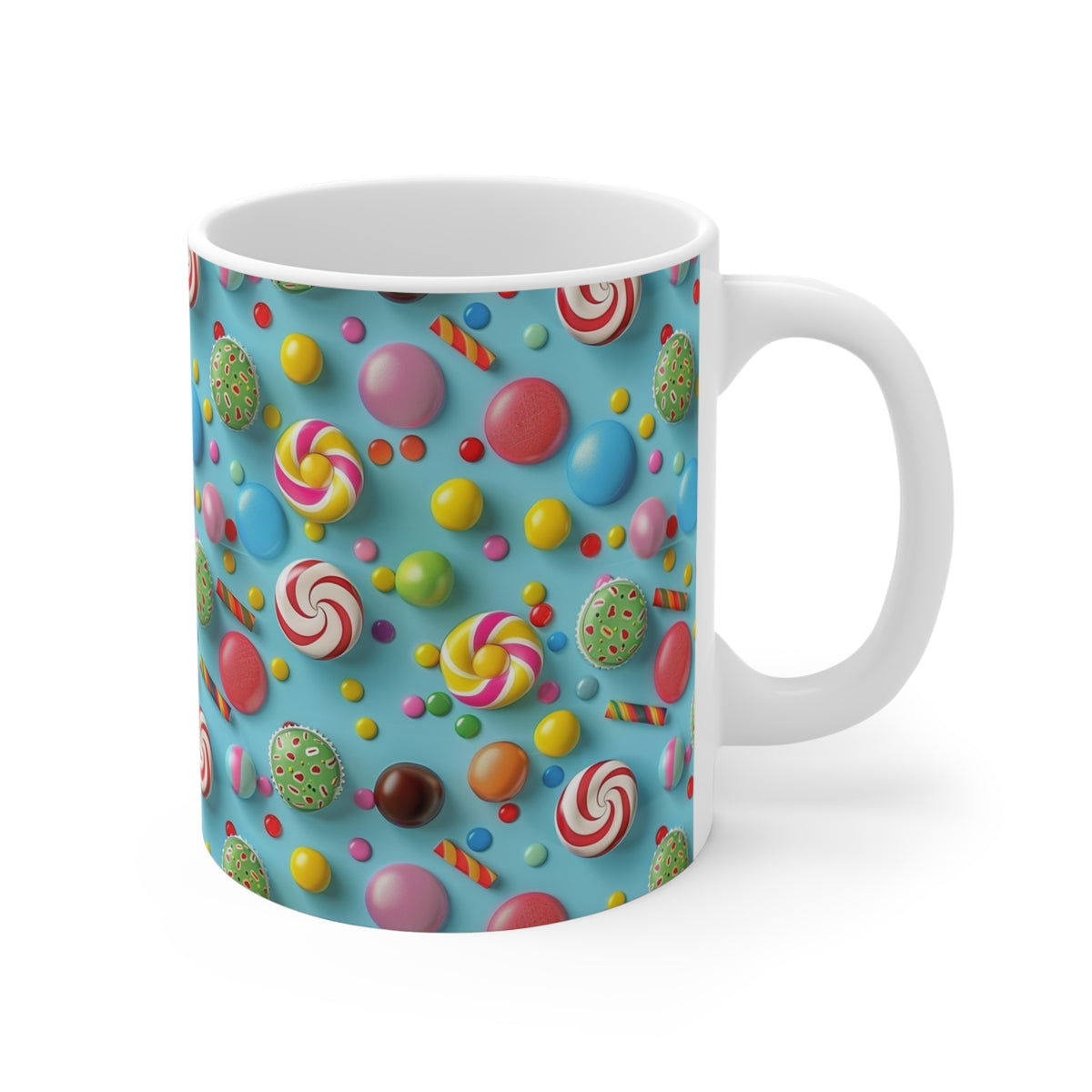 Colorful All-Over Candy Theme Coffee Mug Fun Ceramic Drinkware 435