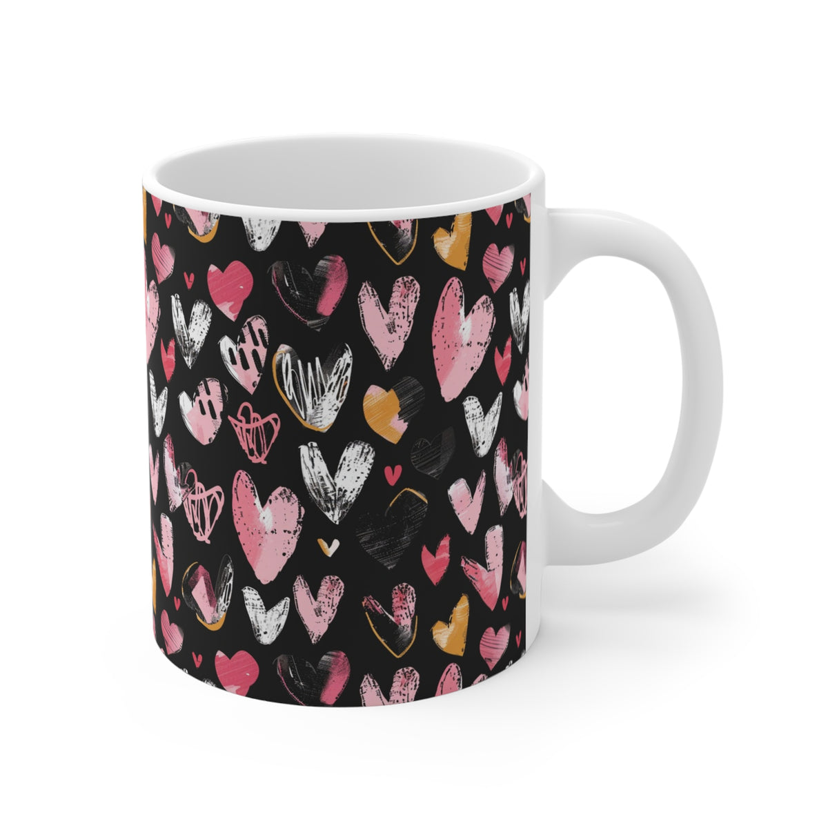 Colorful Heart Design Coffee Mug - Endless Love Pattern Ceramic Cup 126