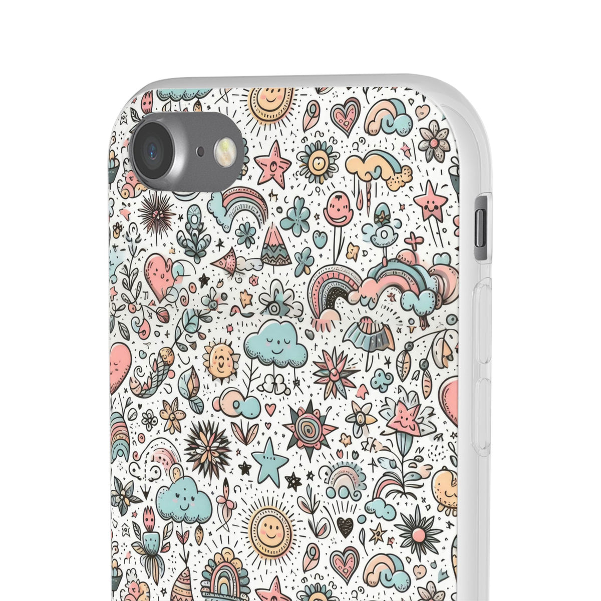 Pastel Doodle Pattern Phone Case – A Playful Touch of Elegance