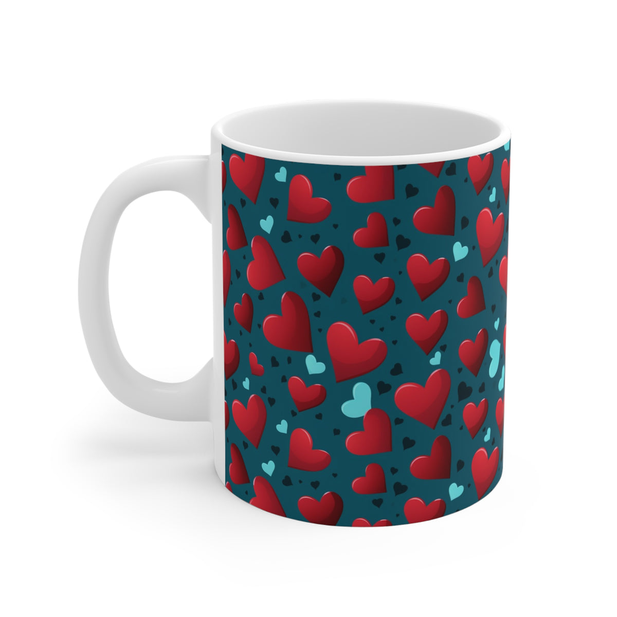 Colorful Heart Design Coffee Mug - Endless Love Pattern Ceramic Cup 668