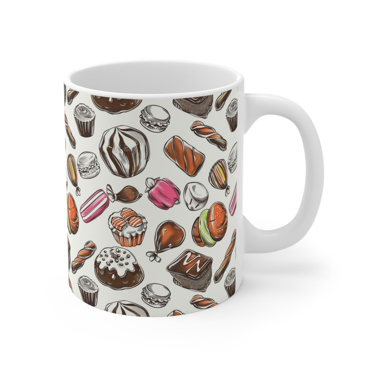 Colorful All-Over Candy Theme Coffee Mug Fun Ceramic Drinkware 219