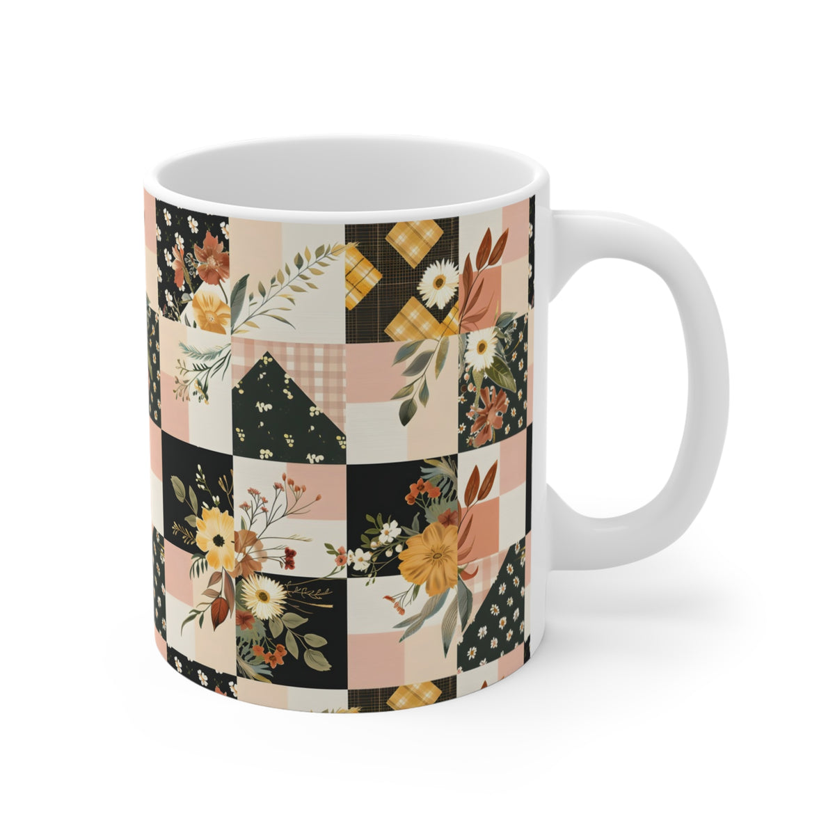 Farmhouse Patchwork Pastel Quilt Pattern Coffee Cup  (3)