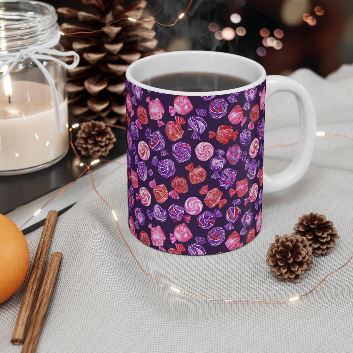 Colorful All-Over Candy Theme Coffee Mug Fun Ceramic Drinkware 333