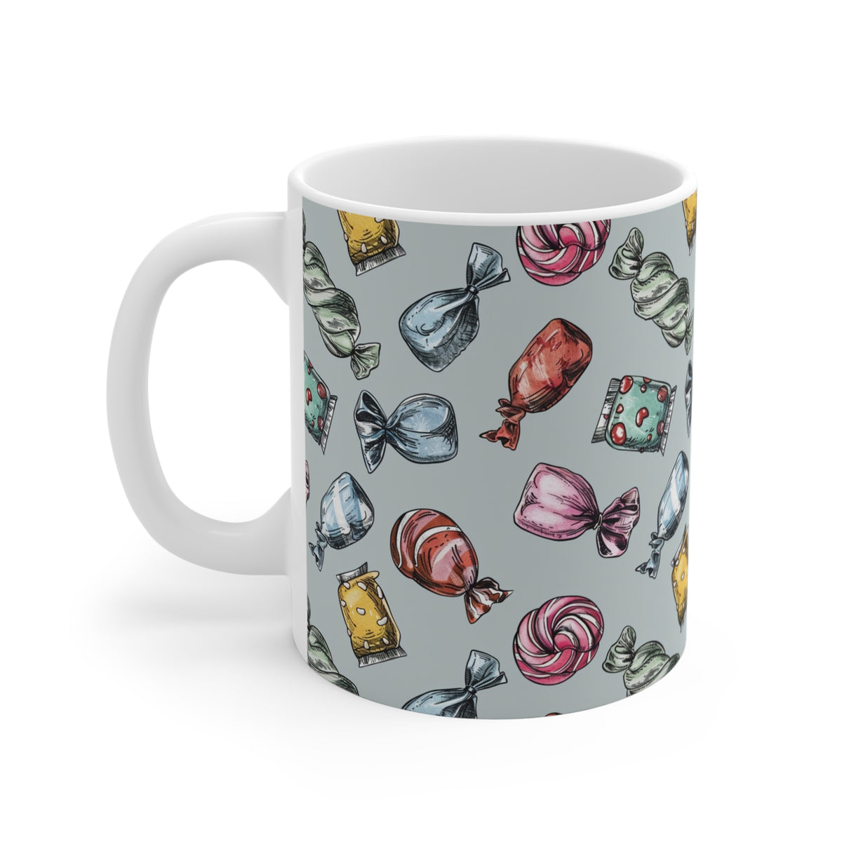 Colorful All-Over Candy Theme Coffee Mug Fun Ceramic Drinkware 451