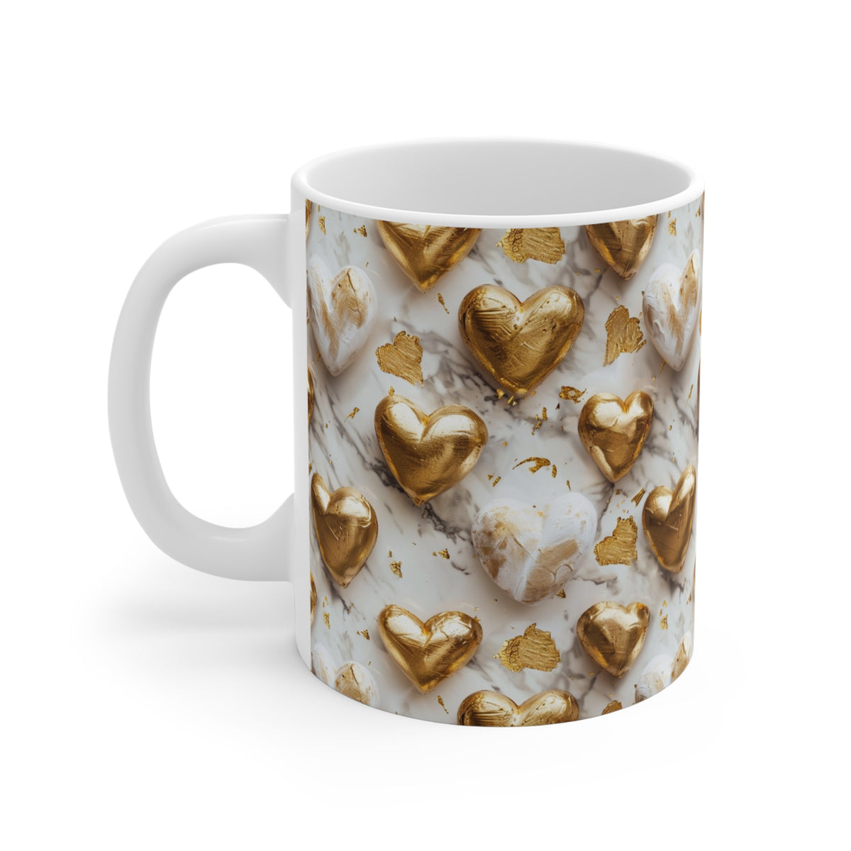 Colorful Heart Design Coffee Mug - Endless Love Pattern Ceramic Cup 840