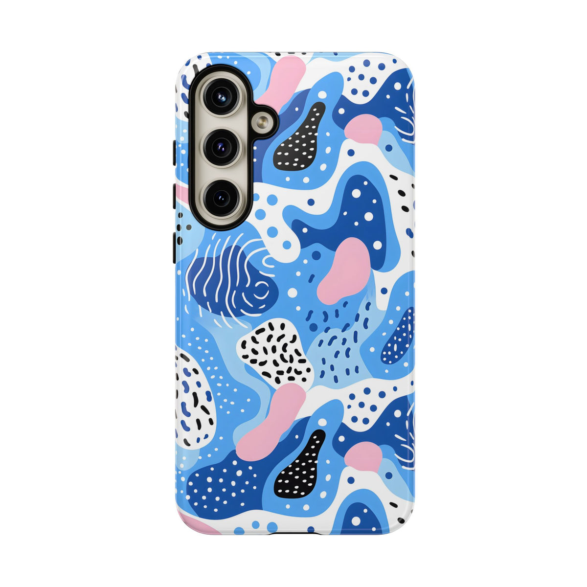 Abstract Baby Blue Memphis Design Phone Case – Sleek and Contemporary Artistry