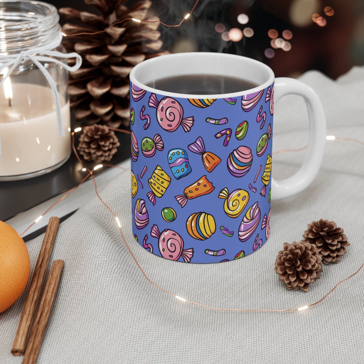 Colorful All-Over Candy Theme Coffee Mug Fun Ceramic Drinkware 339