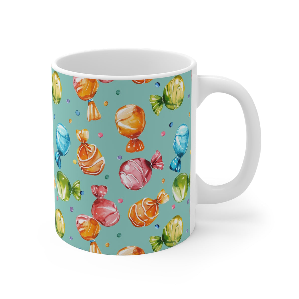 Colorful All-Over Candy Theme Coffee Mug Fun Ceramic Drinkware 155