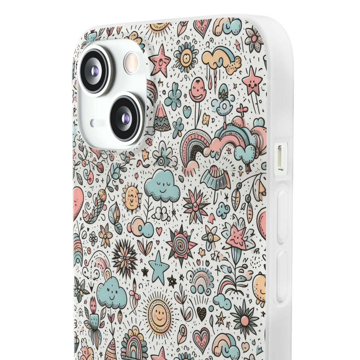 Pastel Doodle Pattern Phone Case – A Playful Touch of Elegance