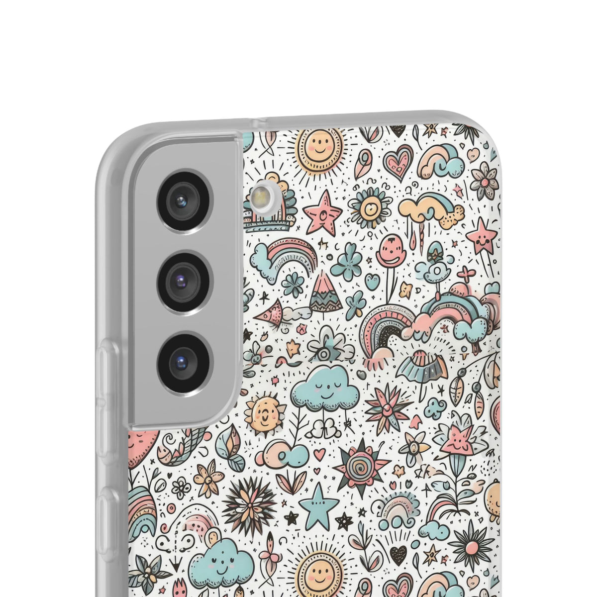 Pastel Doodle Pattern Phone Case – A Playful Touch of Elegance