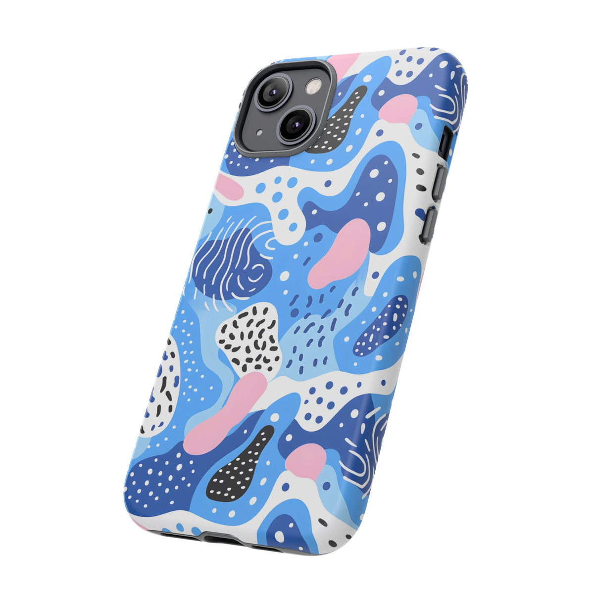 Abstract Baby Blue Memphis Design Phone Case – Sleek and Contemporary Artistry