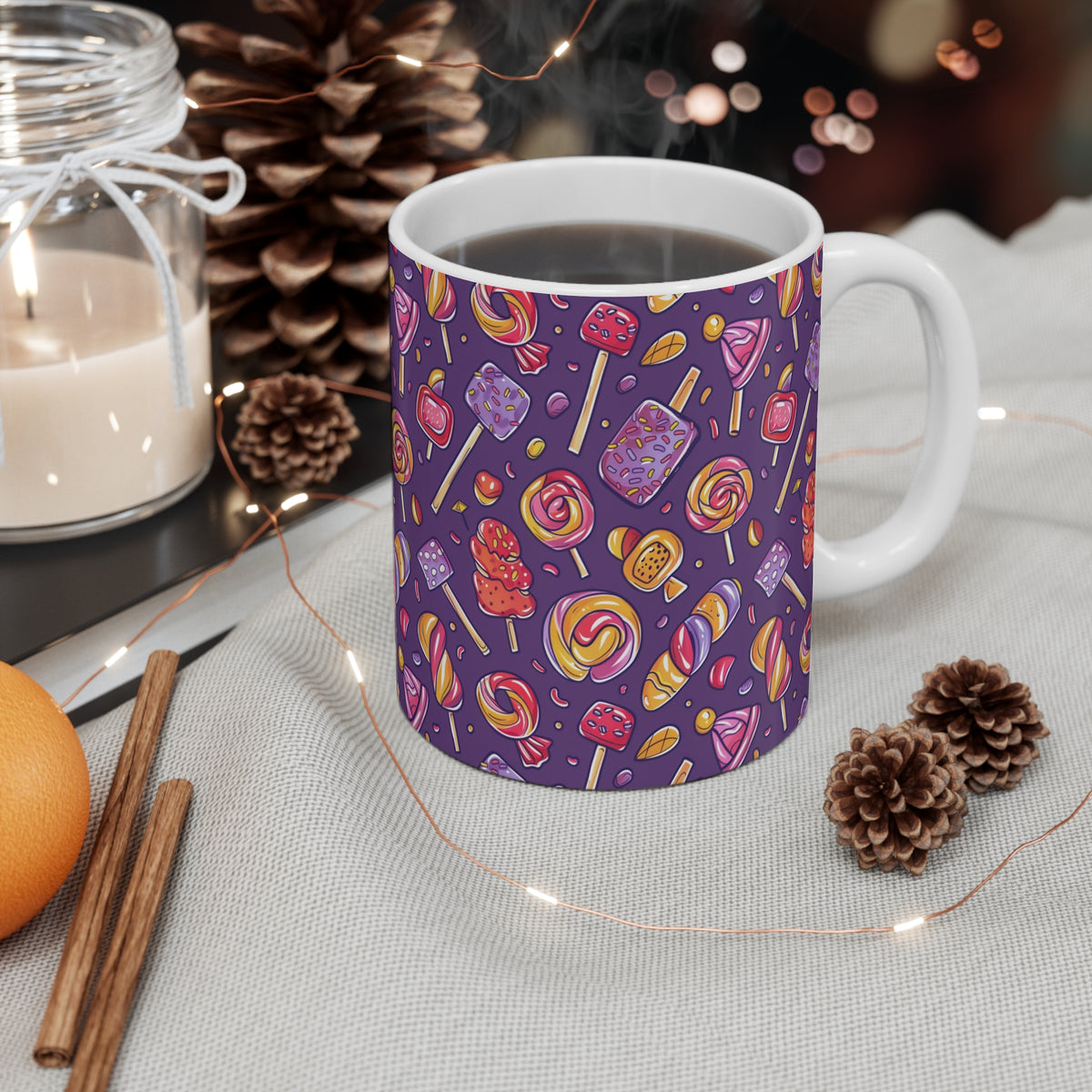 Colorful All-Over Candy Theme Coffee Mug Fun Ceramic Drinkware 238