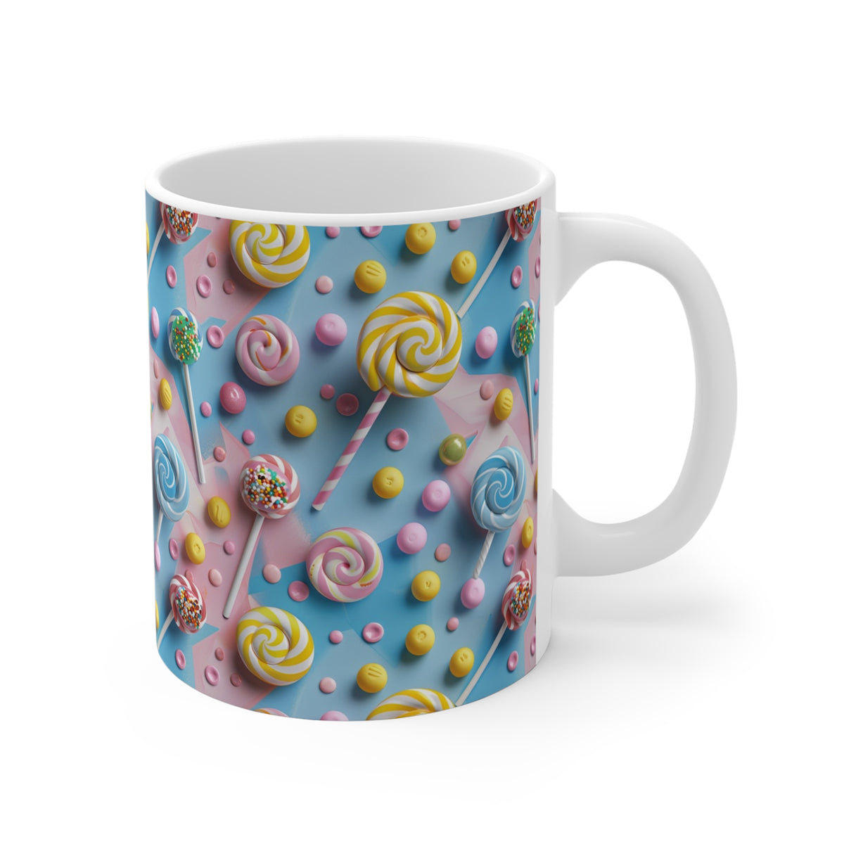 Colorful All-Over Candy Theme Coffee Mug Fun Ceramic Drinkware 197