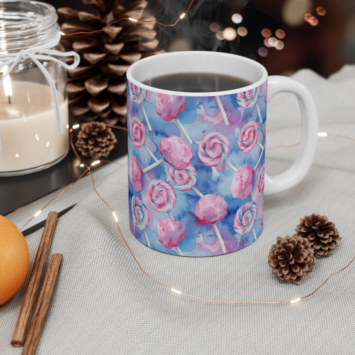 Colorful All-Over Candy Theme Coffee Mug Fun Ceramic Drinkware 389