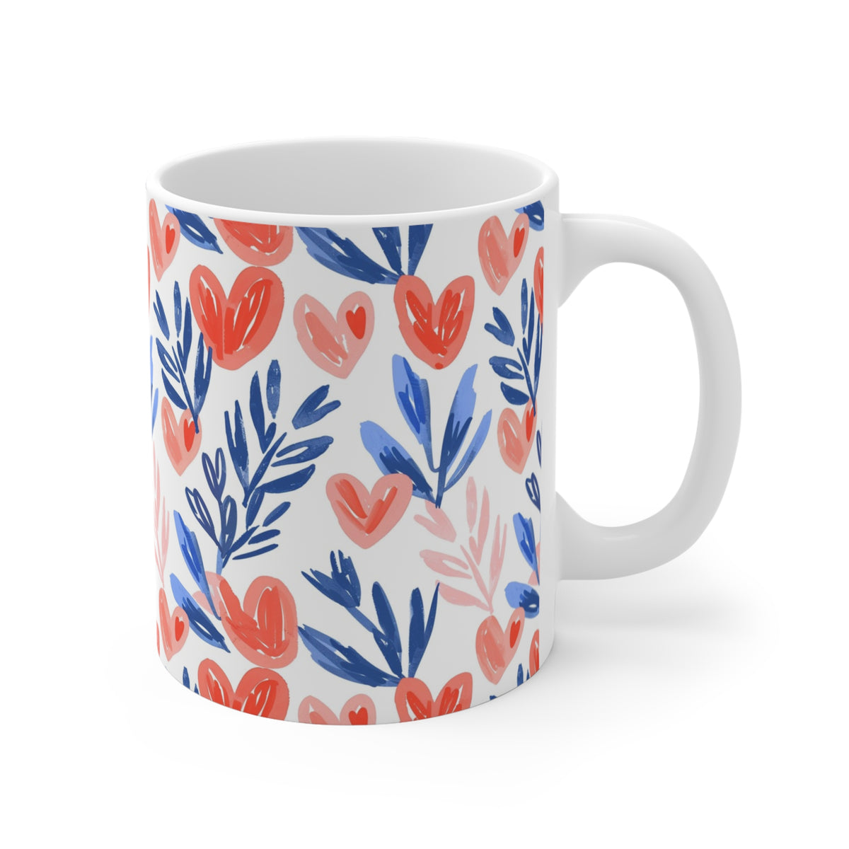 Colorful Heart Design Coffee Mug - Endless Love Pattern Ceramic Cup 337