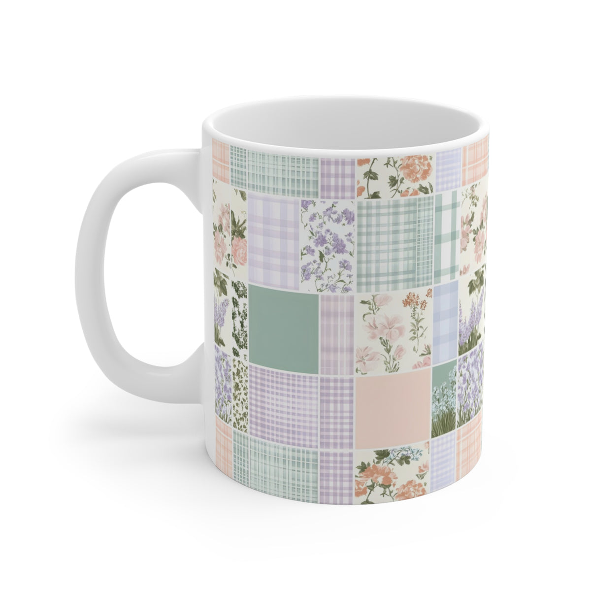 Farmhouse Patchwork Pastel Pattern Coffee Cup  (2)