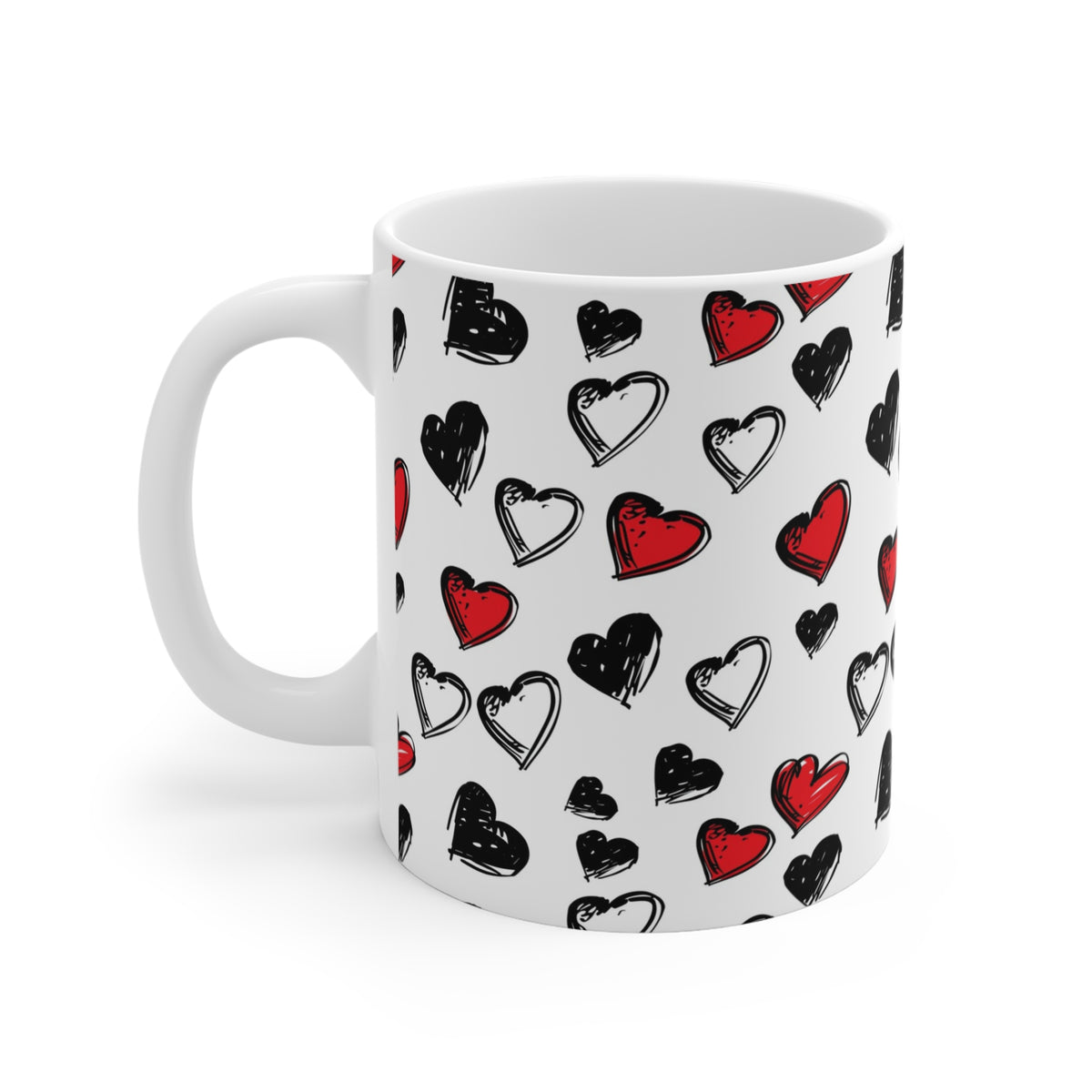 Colorful Heart Design Coffee Mug - Endless Love Pattern Ceramic Cup 1010