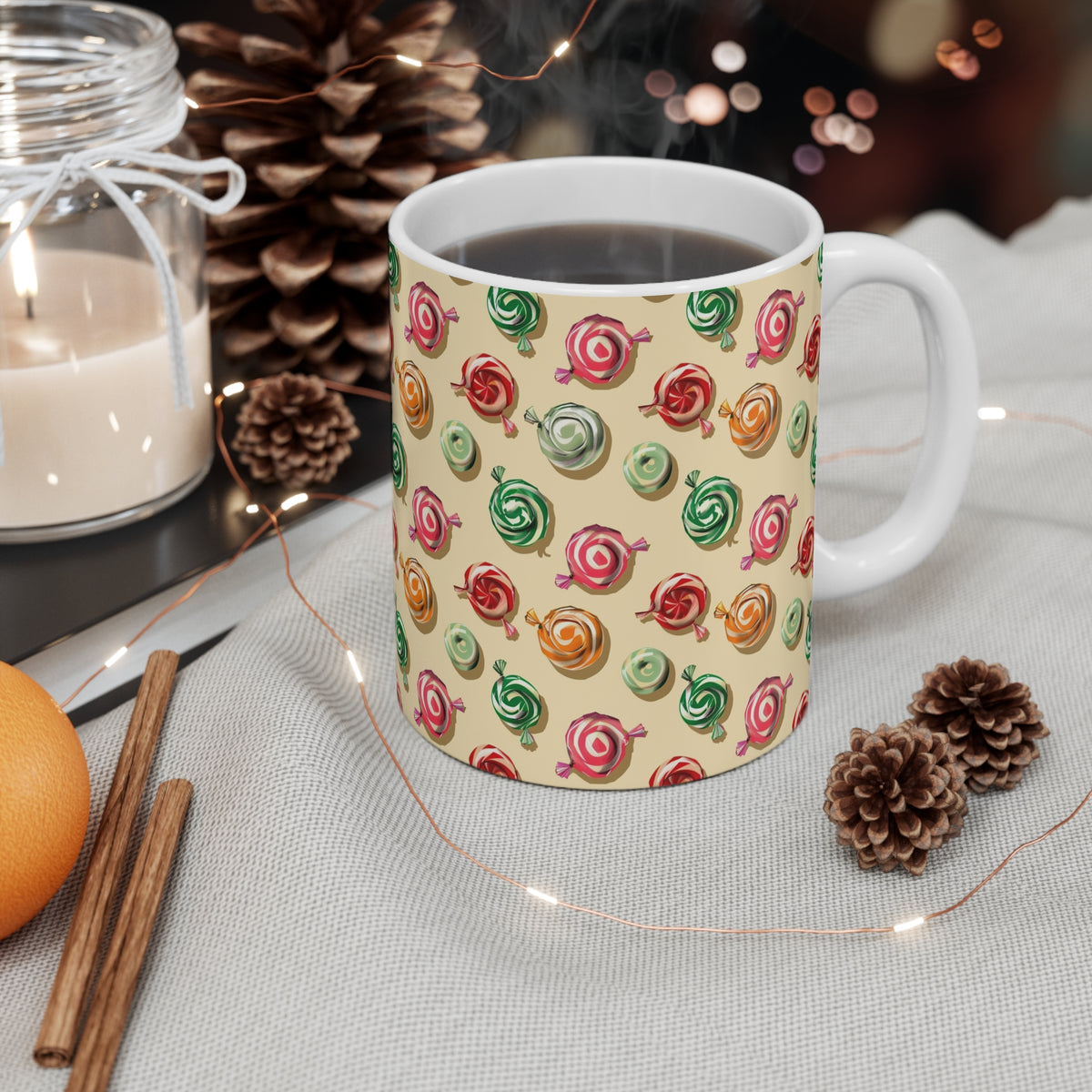 Colorful All-Over Candy Theme Coffee Mug Fun Ceramic Drinkware 150