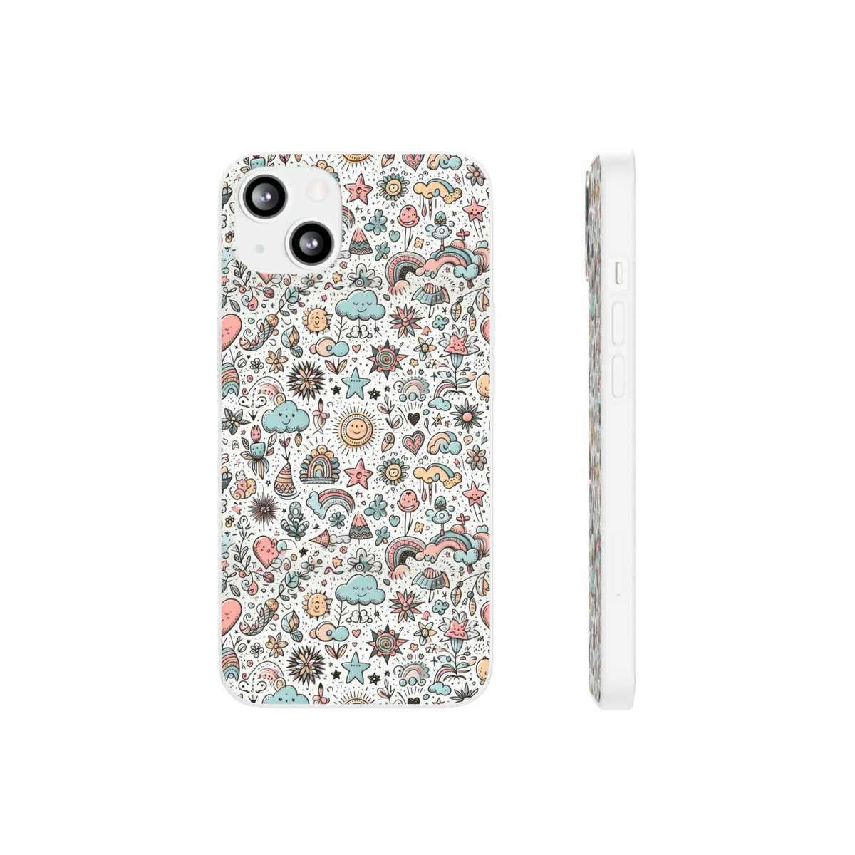 Pastel Doodle Pattern Phone Case – A Playful Touch of Elegance