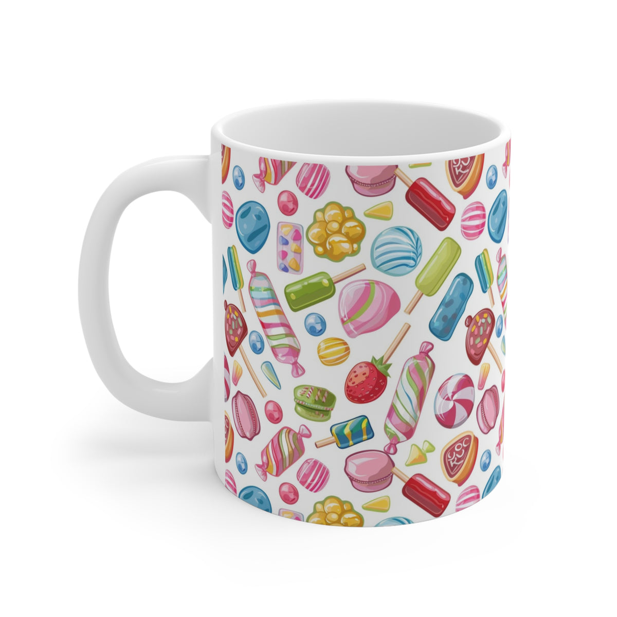 Colorful All-Over Candy Theme Coffee Mug Fun Ceramic Drinkware 487