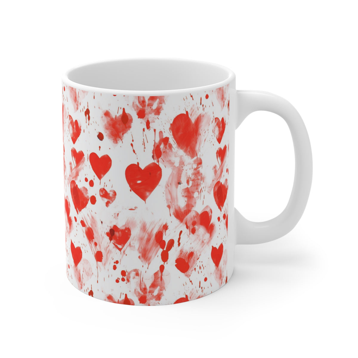 Colorful Heart Design Coffee Mug - Endless Love Pattern Ceramic Cup 746