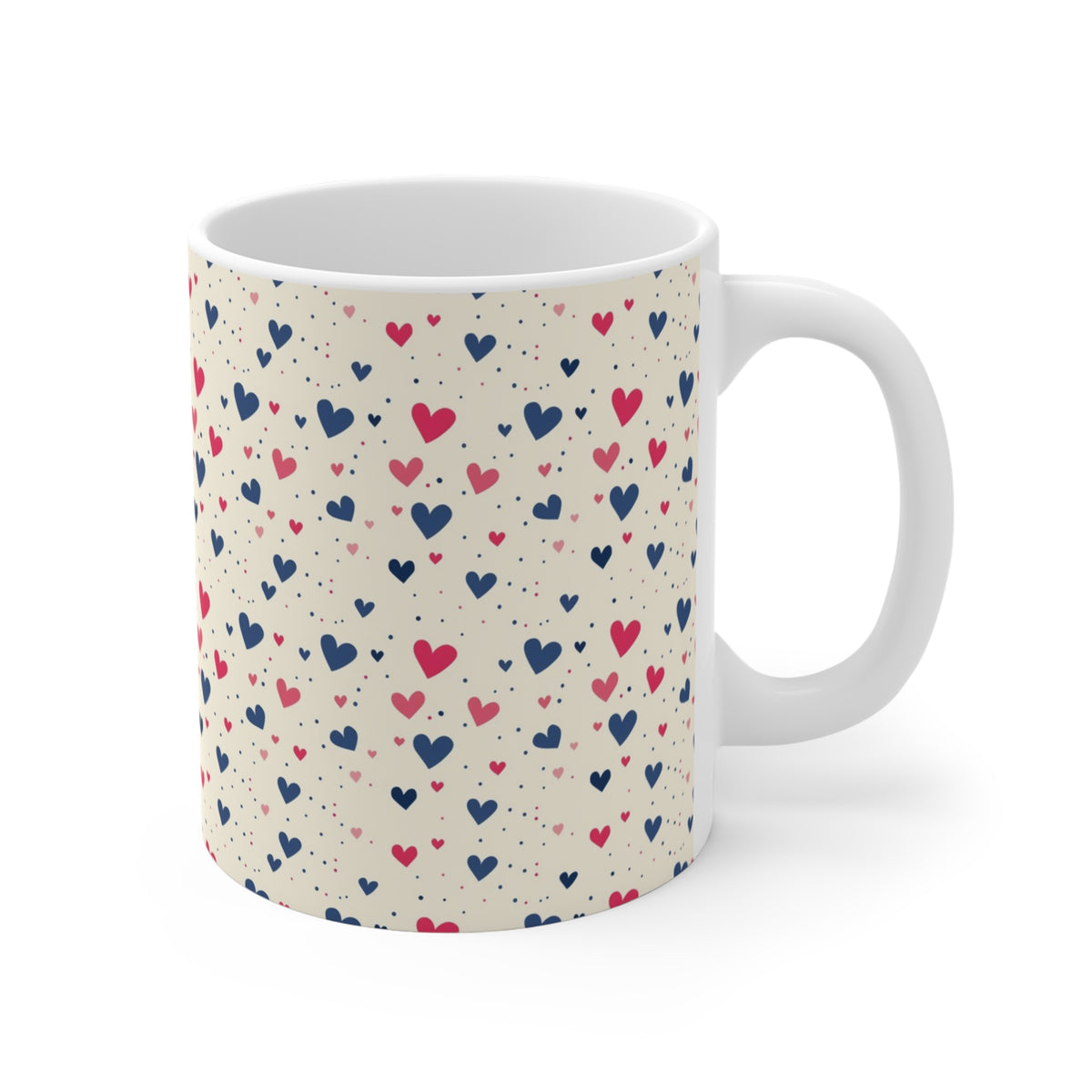Colorful Heart Design Coffee Mug - Endless Love Pattern Ceramic Cup 166