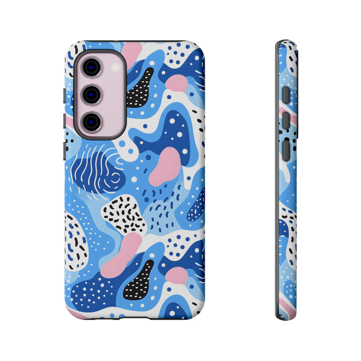 Abstract Baby Blue Memphis Design Phone Case – Sleek and Contemporary Artistry