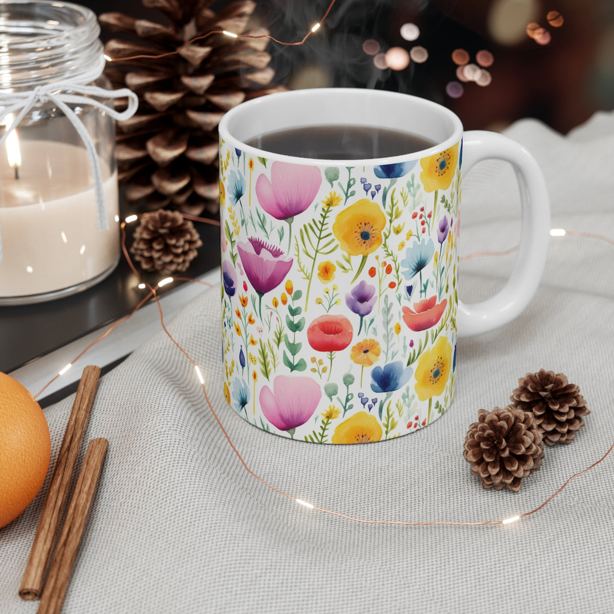 Various Watercolor Design All Over Coffee Mug – Unique Artistic Ceramic Coffee Cup 1030